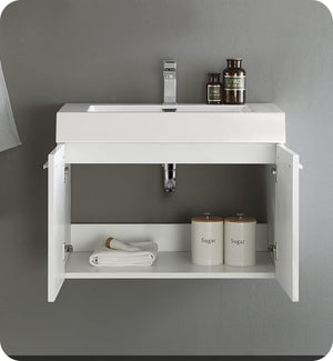 Fresca FCB8089WH Fresca Vista 30" White Wall Hung Modern Bathroom Cabinet