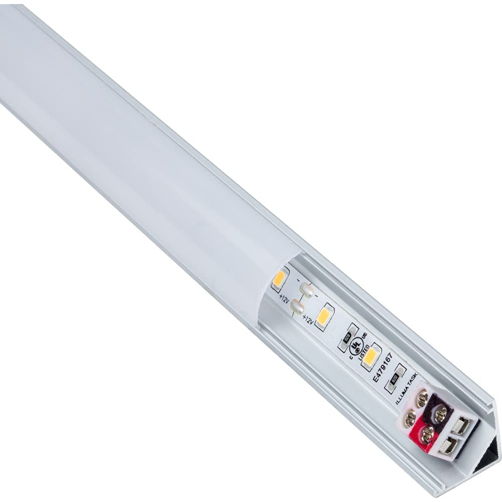 Task Lighting LR1P312V21-03W4 18-7/16" 148 Lumens 12-volt Accent Output Linear Fixture, Fits 21" Wall Cabinet, 3 Watts, Angled 003 Profile, Single-white, Cool White 4000K