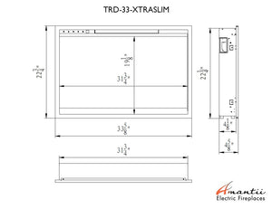 Amantii TRD-33-XS Traditional Xtraslim Smart Electric 33" WiFi Enabled Fireplace, Featuring a Multi Function Remote Control, Multi Flame Speeds and Clear Glass Media