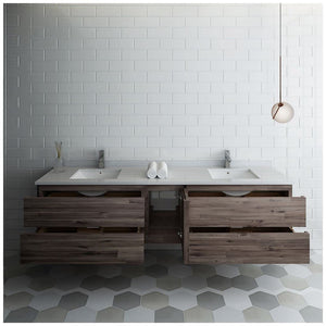 Fresca FCB31-361236ASH Fresca Formosa 82" Wall Hung Double Sink Modern Bathroom Cabinet in Ash