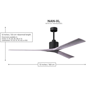 Matthews Fan NKXL-BK-MWH-72 Nan XL 6-speed ceiling fan in Matte Black finish with 72” solid matte white wood blades