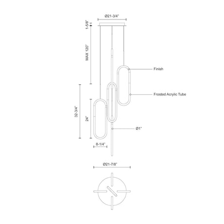 Kuzco MP95105-BK HURON 5 Head MP Black 120V TRIAC/ELV LED 3000K 90CRI 50W