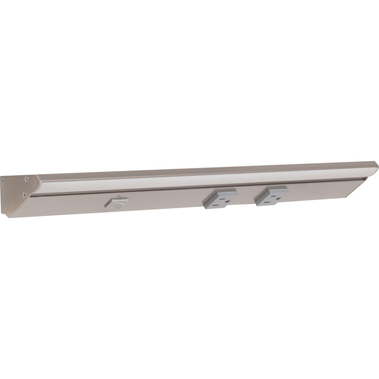 Task Lighting LP18QD6NDGSN27 18-1/2" 600 Lumen Direct Voltage DV Lighted Power Strip, Satin Nickel Finish, Grey Receptacles, 2700K Warm White