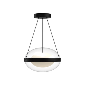 Kuzco PD76312-BK/OP VIRGO 12" PENDANT TEXTURED BLACK OPAL GLASS 120" WIRE 120V TRIAC/ELV LED 3000K 90CRI 29W