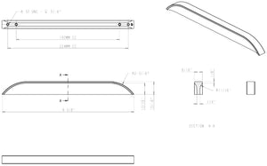 Jeffrey Alexander 484-192224SBZ 192 mm / 224 mm  Center-to-Center Satin Bronze Elara Cabinet Pinch Pull