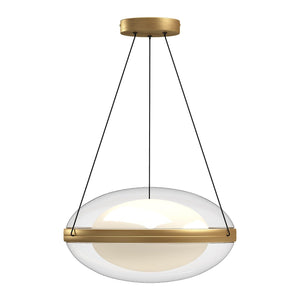 Kuzco PD76316-BG/OP VIRGO 16" PENDANT BRUSHED GOLD OPAL GLASS 120" WIRE 120V TRIAC/ELV LED 3000K 90CRI 37W