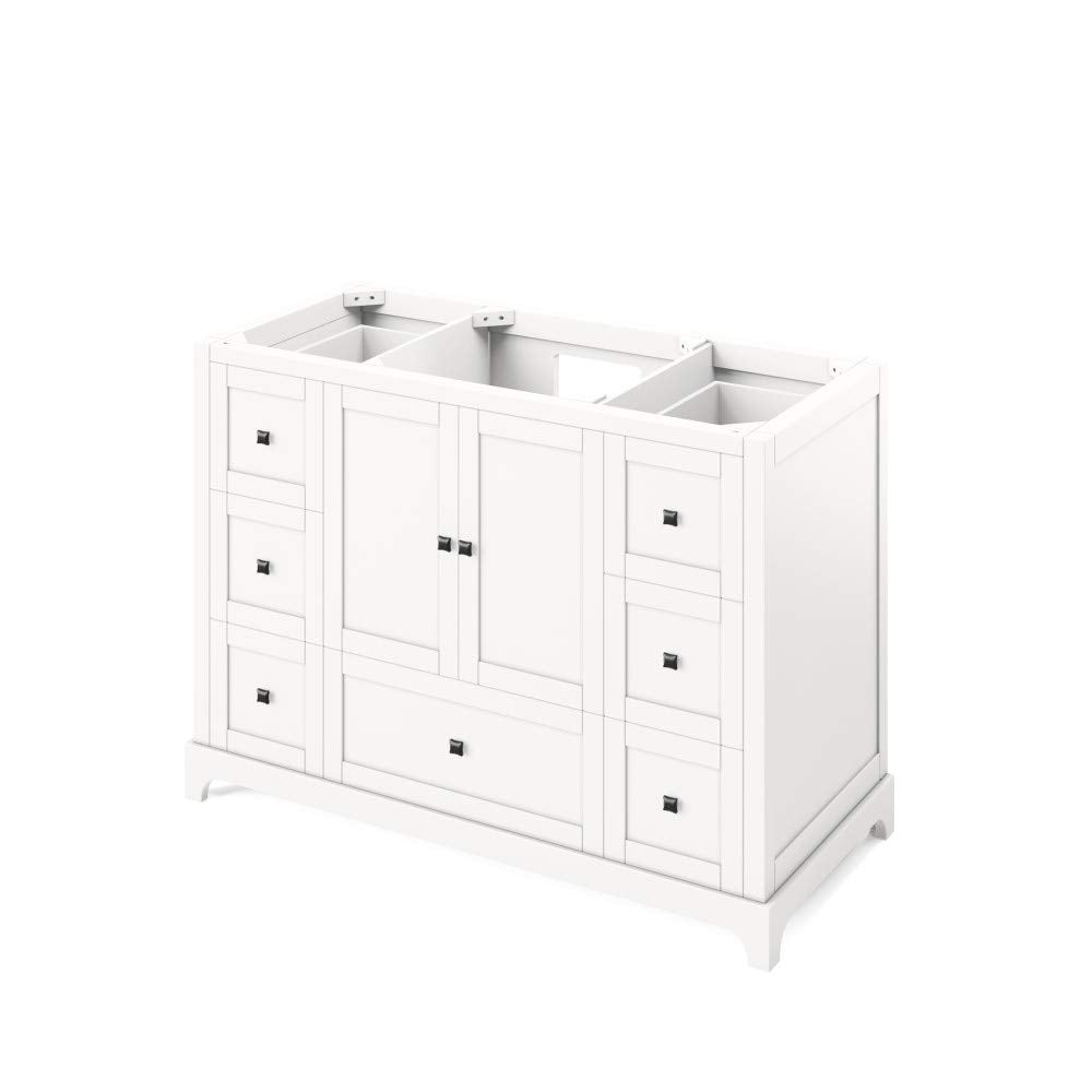 Jeffrey Alexander VKITADD48WHCQR 48" White Addington Vanity, Calacatta Vienna Quartz Vanity Top, undermount rectangle bowl