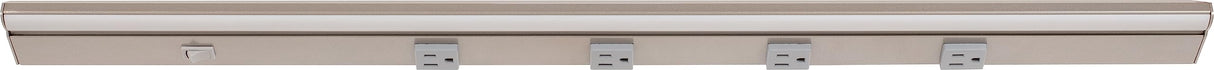 Task Lighting LP30QD10NDGSN50 30-1/2" 1000 Lumen Direct Voltage DV Lighted Power Strip, Satin Nickel Finish, Grey Receptacles, 5000K Daylight White