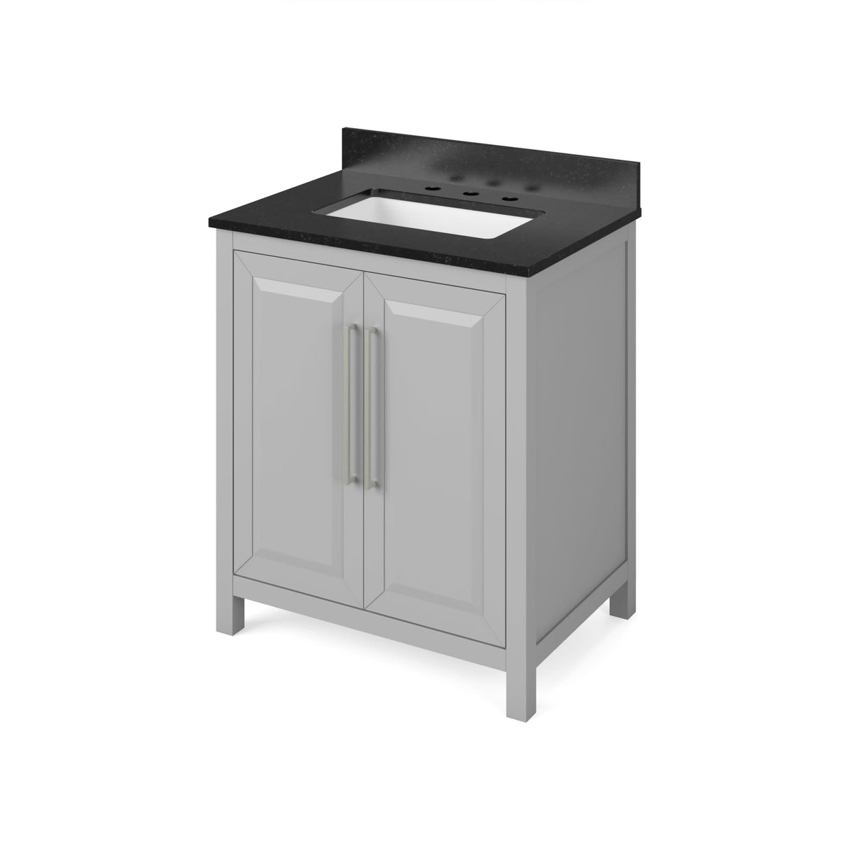 Jeffrey Alexander VKITCAD30GRBGR 30" Grey Cade Vanity, Black Granite Vanity Top, undermount rectangle bowl