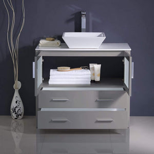 Fresca FCB6236ES-CWH-V Fresca Torino 36" Espresso Modern Bathroom Cabinet w/ Vessel Sink