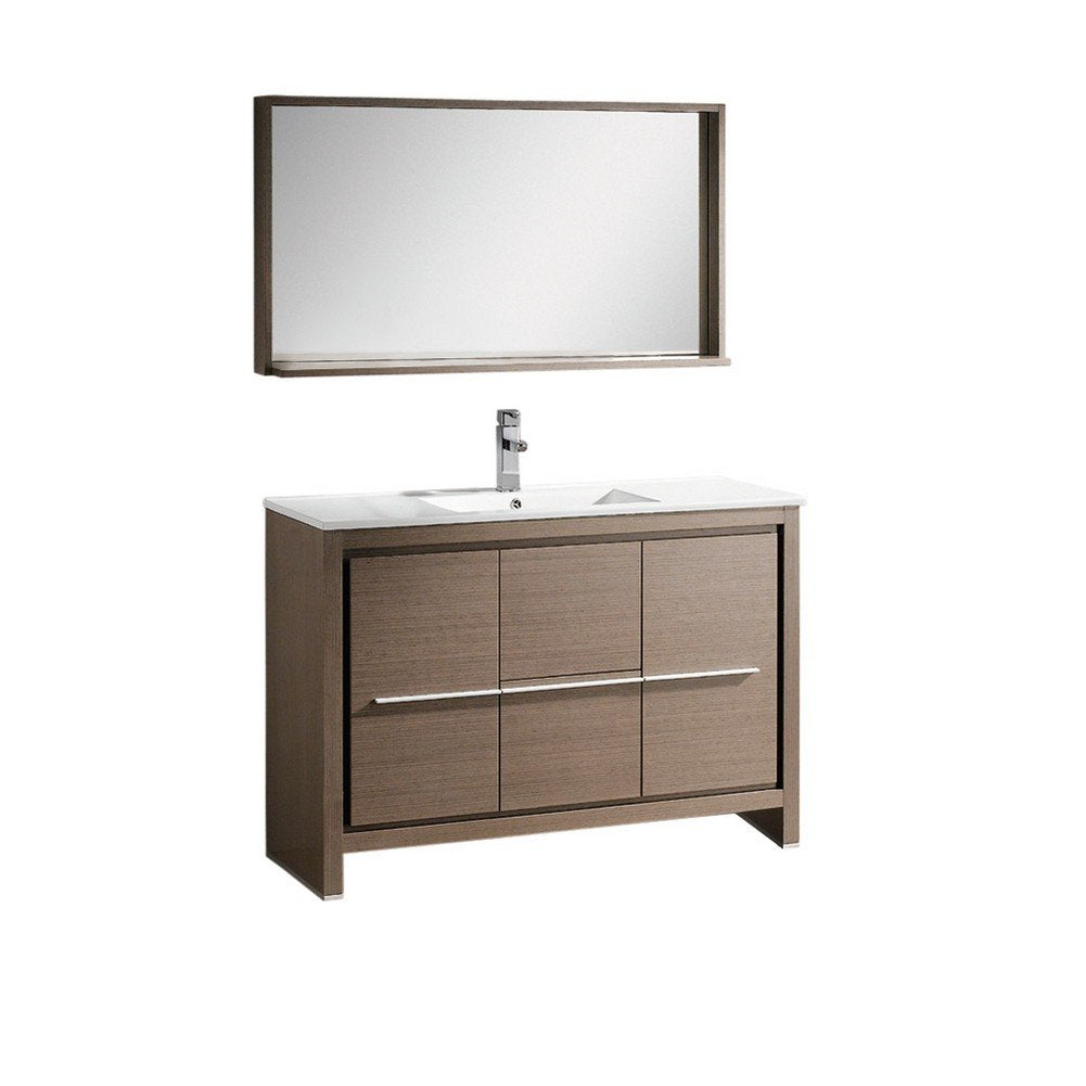 Fresca FVN8148GO Fresca Allier 48" Gray Oak Modern Bathroom Vanity w/ Mirror