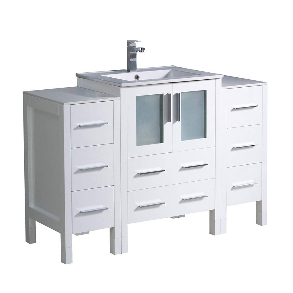 Fresca FCB62-122412WH-I Fresca Torino 48" White Modern Bathroom Cabinets w/ Integrated Sink