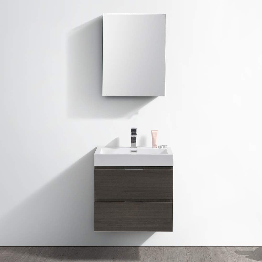 Fresca FVN8324GG Fresca Valencia 24" Dark Slate Gray Wall Hung Modern Bathroom Vanity w/ Medicine Cabinet