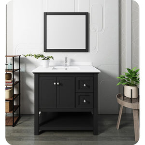 Fresca FVN2336BL Fresca Manchester 36" Black Traditional Bathroom Vanity w/ Mirror