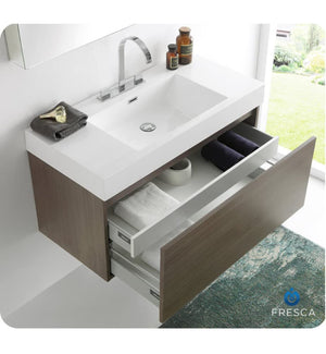 Fresca FVN8010GO Fresca Mezzo 39" Gray Oak Modern Bathroom Vanity w/ Medicine Cabinet