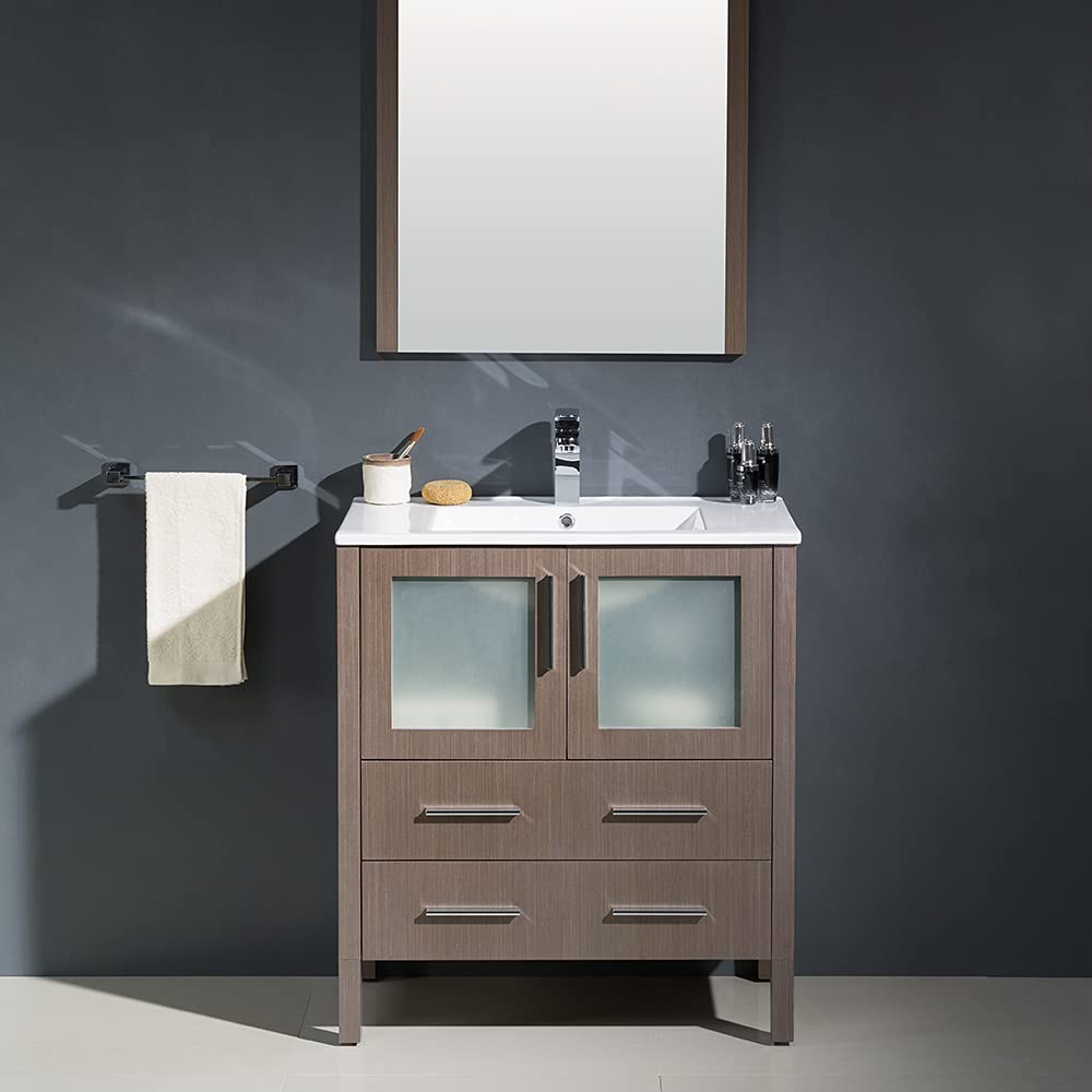 Fresca FVN6230GR-UNS Fresca Torino 30" Gray Modern Bathroom Vanity w/ Integrated Sink