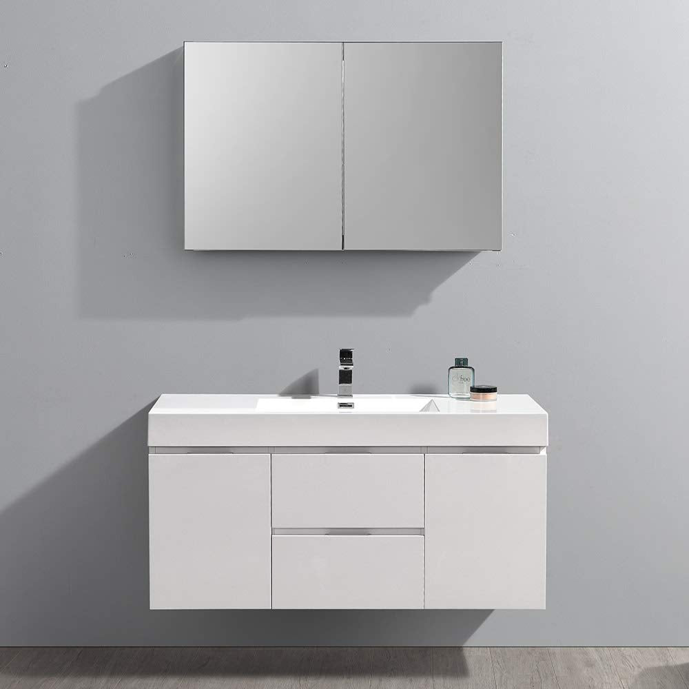 Fresca FVN8348GO Fresca Valencia 48" Gray Oak Wall Hung Modern Bathroom Vanity w/ Medicine Cabinet