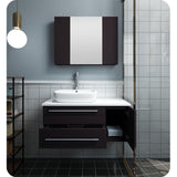 Fresca FVN6136ES-VSL-L Fresca Lucera 36" Espresso Wall Hung Vessel Sink Modern Bathroom Vanity w/ Medicine Cabinet - Left Version