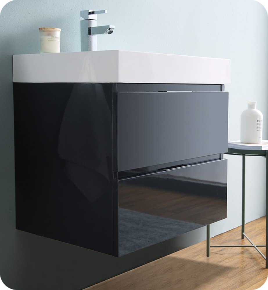 Fresca FCB8324GG Fresca Valencia 24" Dark Slate Gray Wall Hung Modern Bathroom Cabinet