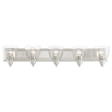 Livex Lighting 17075-91 Birmingham Collection 5-Light Bathroom Vanity Light with Clear Glass, Brushed Nickel