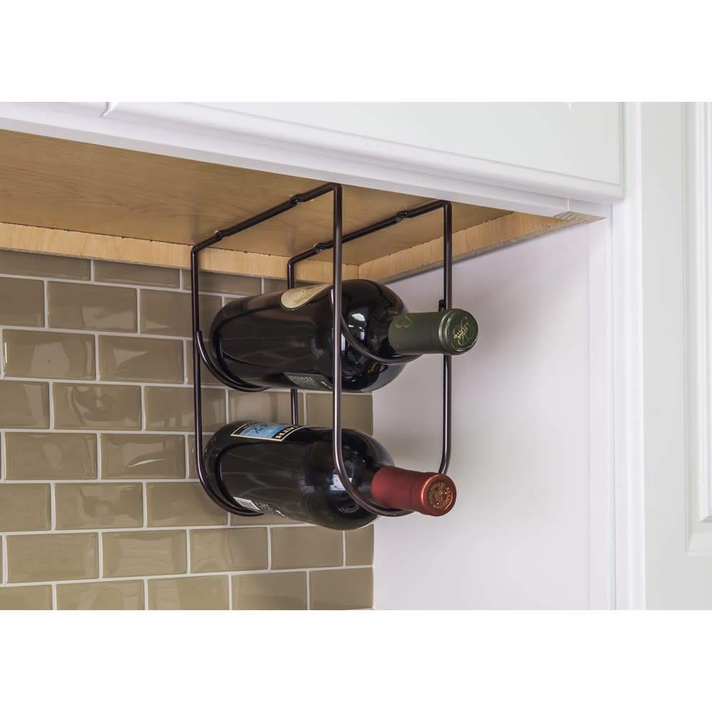 Hardware Resources WBH-DBAC-R Brushed Oil Rubbed Bronze Under Cabinet Wine Bottle Rack