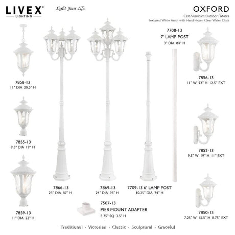 Livex Lighting 7869-13 7869-03 Traditional Four Light Outdoor Post Mount from Oxford Collection in White Finish