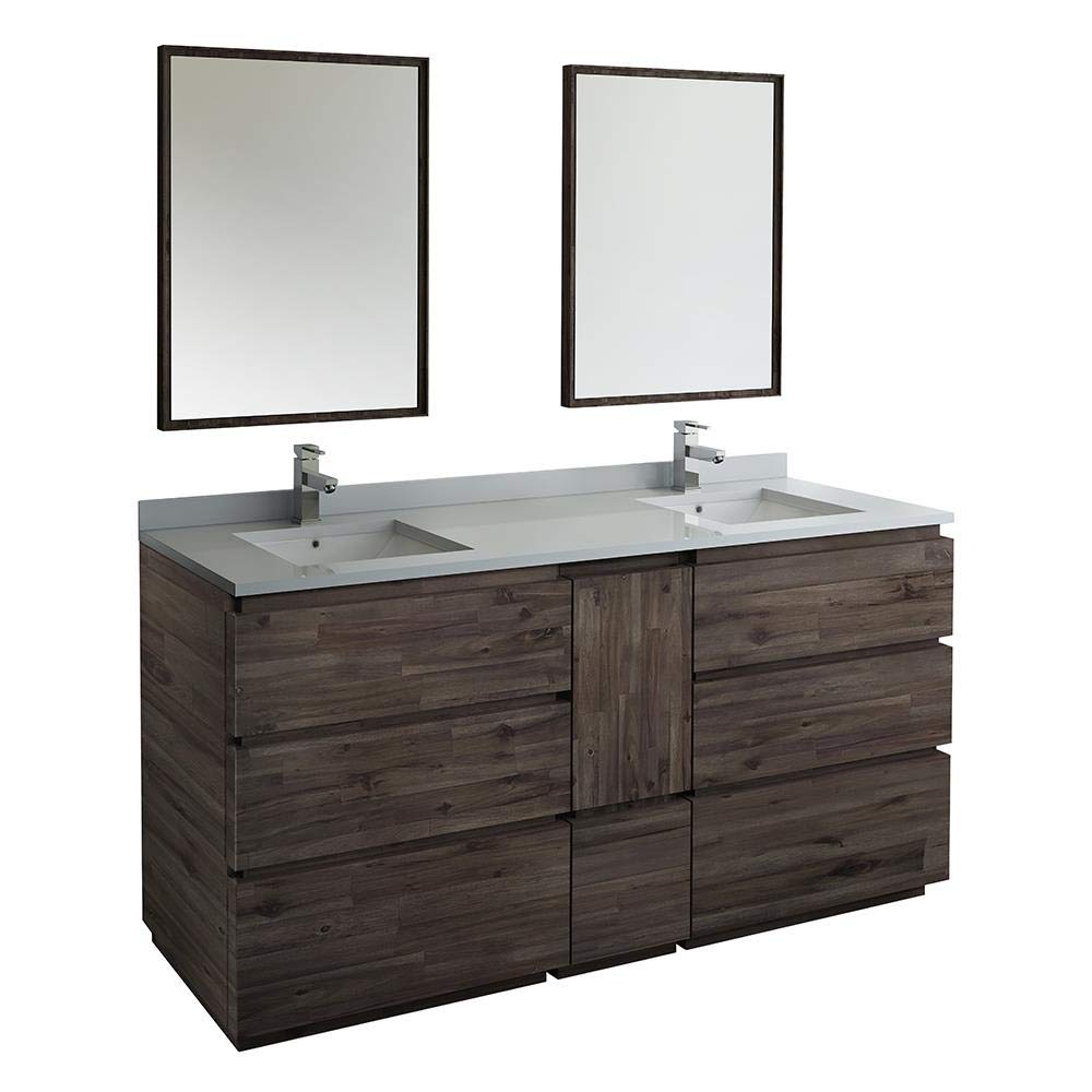 Fresca FVN31-301230ACA-FC Fresca Formosa 72" Floor Standing Double Sink Modern Bathroom Vanity w/ Mirrors