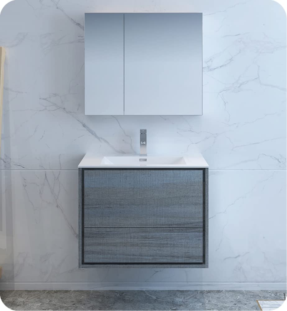 Fresca FCB9230OG Fresca Catania 30" Ocean Gray Wall Hung Modern Bathroom Cabinet