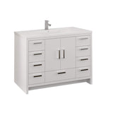 Fresca FCB9448WH-I Fresca Imperia 48" Glossy White Free Standing Modern Bathroom Cabinet w/ Integrated Sink