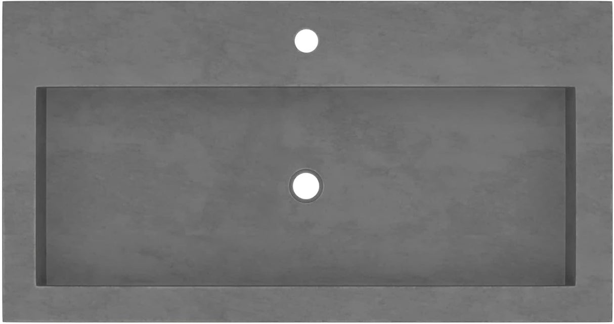 NSL3619-S Native Stone Trough Bathroom Sink, 36" x 19", Slate, Single Faucet Hole