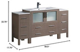 Fresca FCB62-123612GO Fresca Torino 60" Gray Oak Modern Bathroom Cabinets