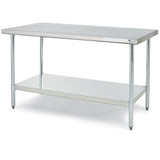 John Boos FBLG7230 E Series Stainless Steel 430 Budget Work Table, Adjustable Undershelf, Flat Top, Galvanized Legs, 72" Length x 30" Width