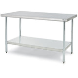 John Boos UFBLS6030 E Series Stainless Steel 430 Budget Work Table, Adjustable Undershelf, 1.5" Turn Up Rear Riser Top, Legs, 60" Length x 30" Width