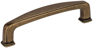 Jeffrey Alexander 1092AEM 96 mm Center-to-Center Lightly Distressed Antique Brass Square Milan 1 Cabinet Pull