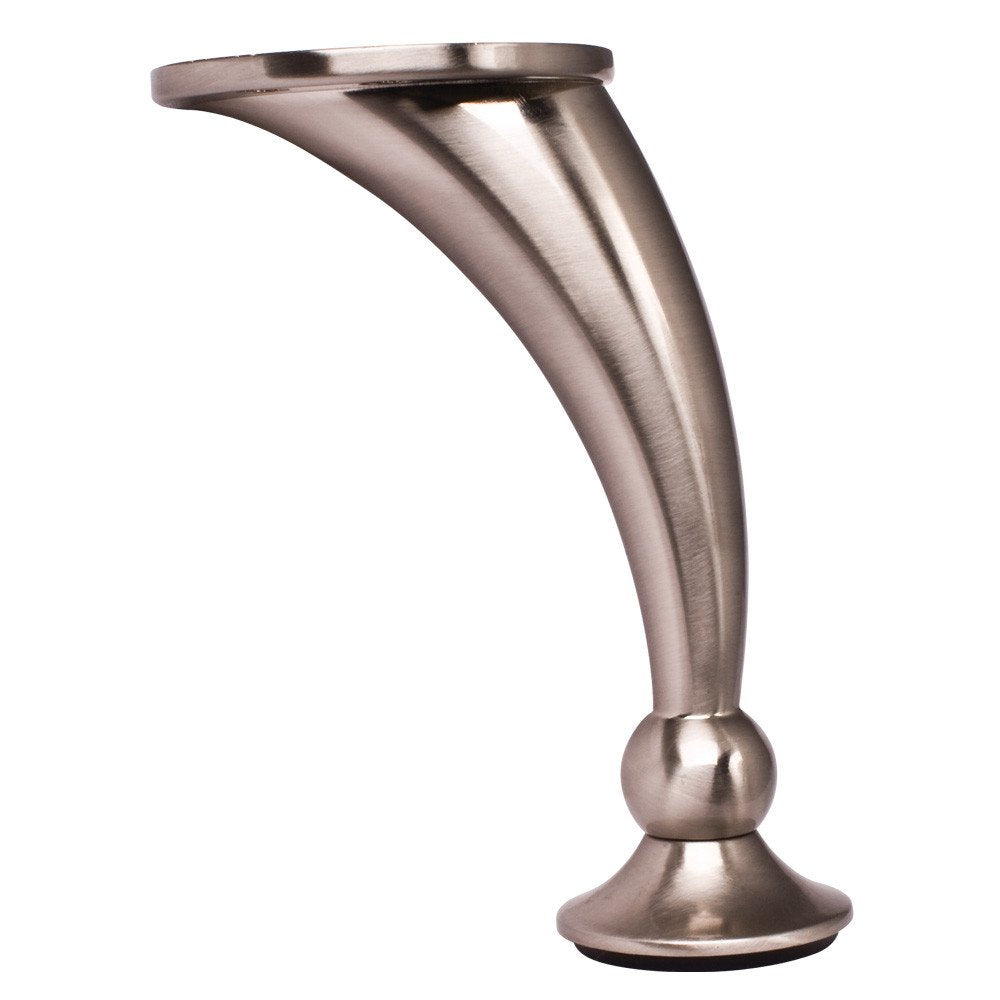 Hardware Resources 89102-SN Adjustable 4-1/2"  4-5/8" Satin Nickel Round Curved Metal Furniture Leg