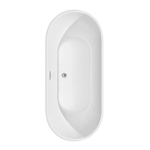 Brooklyn 67 Inch Freestanding Bathtub in White with Polished Chrome Drain and Overflow Trim
