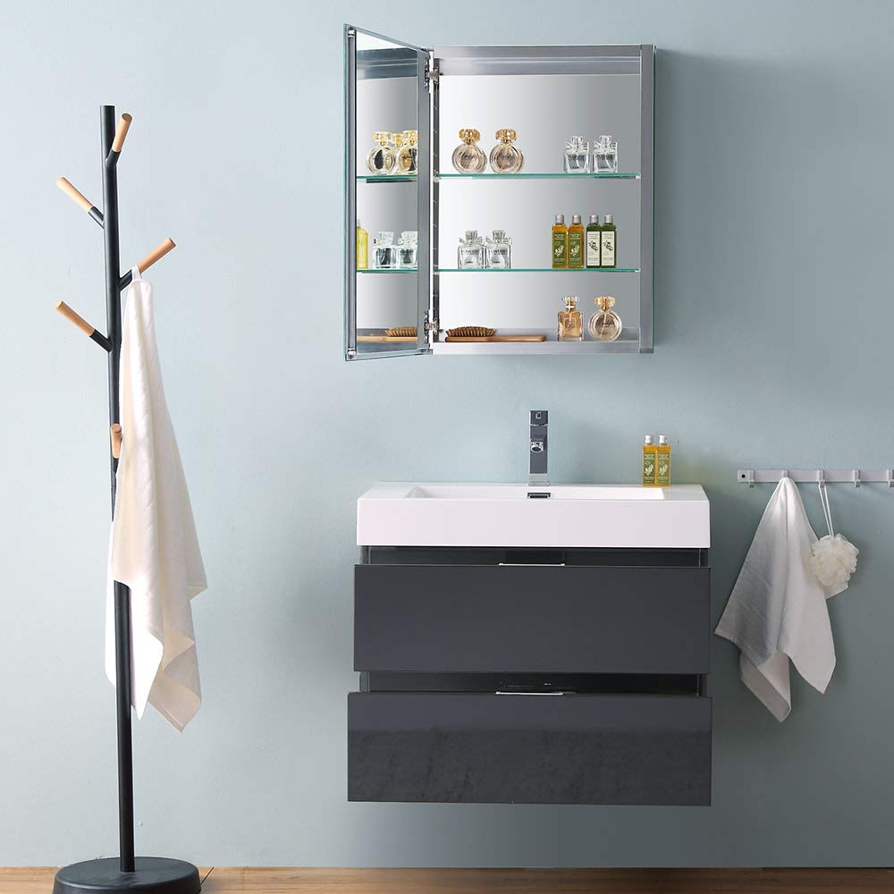 Fresca FVN8330GG Fresca Valencia 30" Dark Slate Gray Wall Hung Modern Bathroom Vanity w/ Medicine Cabinet