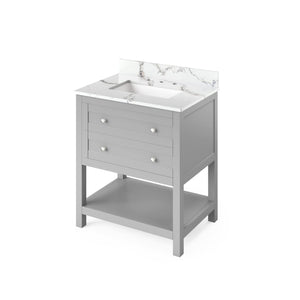 Jeffrey Alexander VKITAST30GRSGR 30" Grey Astoria Vanity, Steel Grey Cultured Marble Vanity Top, undermount rectangle bowl