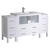 Fresca FCB62-123612WH-I Fresca Torino 60" White Modern Bathroom Cabinets w/ Integrated Sink