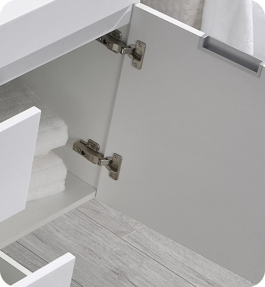 Fresca FCB8360WH Fresca Valencia 60" Glossy White Wall Hung Single Sink Modern Bathroom Cabinet