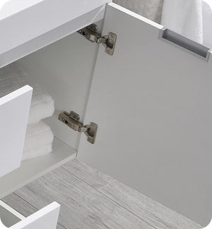 Fresca FCB8360WH Fresca Valencia 60" Glossy White Wall Hung Single Sink Modern Bathroom Cabinet