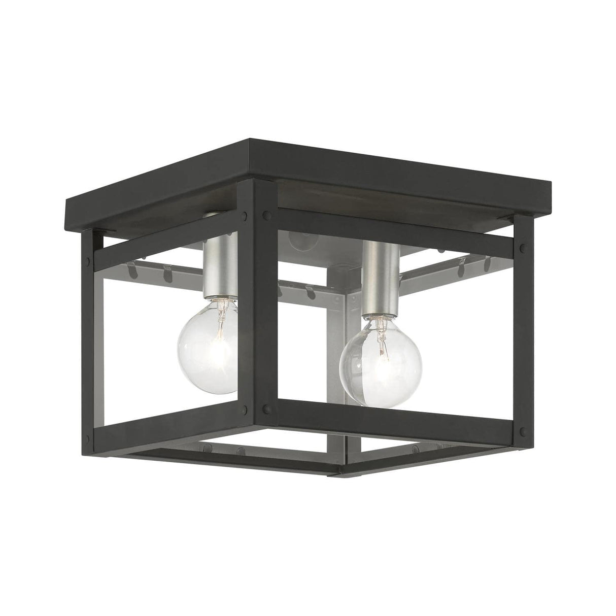 Milford 2 Light Flush Mount in Black with Brushed Nickel Candles (4031-04)