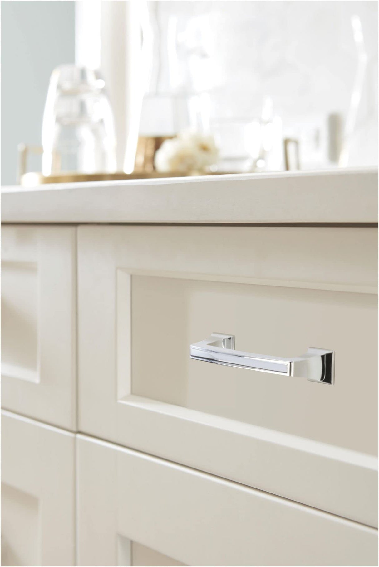 Amerock Cabinet Pull Polished Chrome 3 inch (76 mm) Center to Center Mulholland 1 Pack Drawer Pull Drawer Handle Cabinet Hardware
