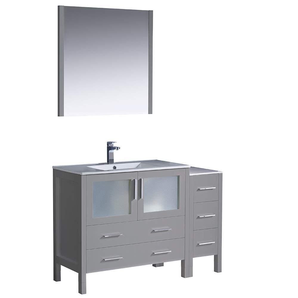 Fresca FVN62-3612GR-UNS Fresca Torino 48" Gray Modern Bathroom Vanity w/ Side Cabinet & Integrated Sink