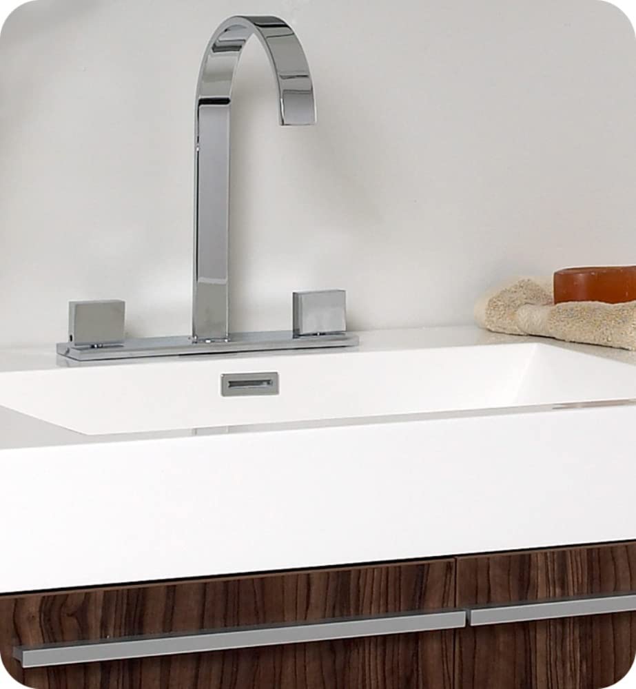 Fresca FCB8090GW-I Fresca Vista 36" Walnut Modern Bathroom Cabinet w/ Integrated Sink