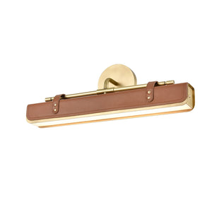 Alora WV307919VBCL VALISE WALL VANITY LED VINTAGE BRASS COGNAC LEATHER