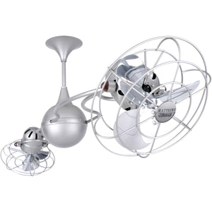 Matthews Fan IV-BN-MTL-DAMP Italo Ventania 360° dual headed rotational ceiling fan in brushed nickel finish with metal blades for damp location.