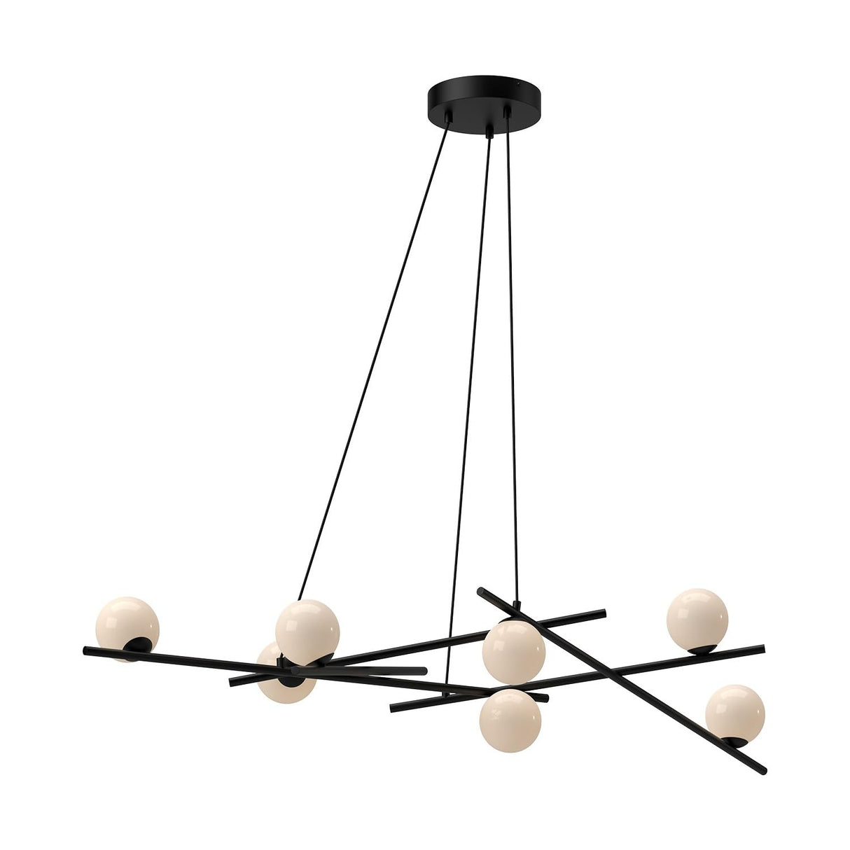 Kuzco CH89854-BK/GO AMARA 54" CHANDELIER TEXTURED BLACK GLOSSY OPAL GLASS
 120" WIRE 120V TRIAC/ELV LED 3000K 90CRI 33W