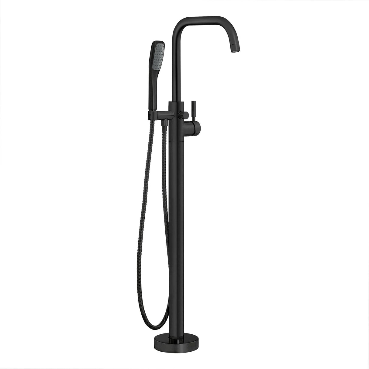 Miseno MTF194 Floor Mounted Tub Filler with Integrated Valve and Diverter - Includes Hand Shower - Flat Black