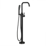 Miseno MTF194 Floor Mounted Tub Filler with Integrated Valve and Diverter - Includes Hand Shower - Flat Black